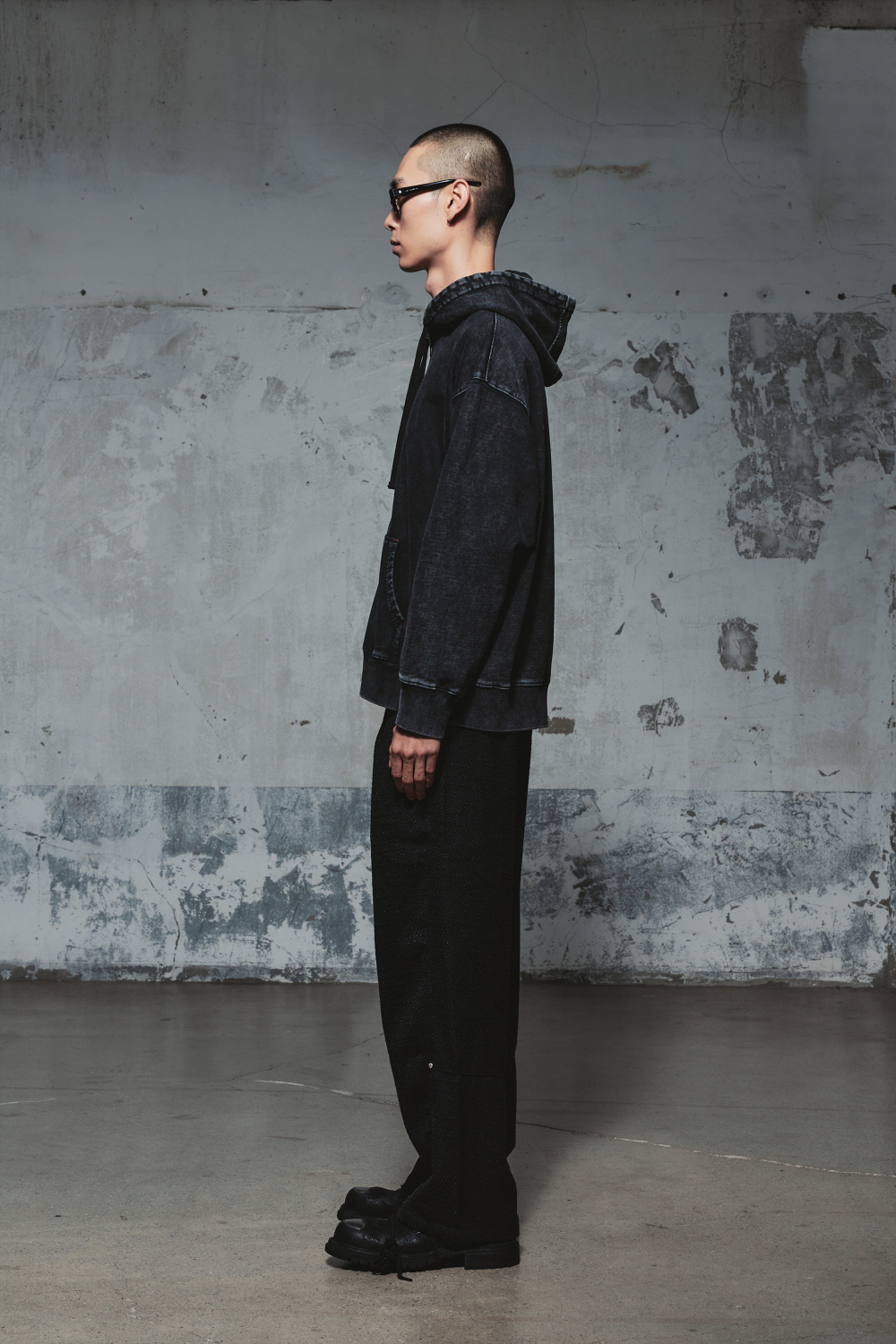 国内で当店のみ Wangxingyu - Distressed Denim Wash Hooded MUSINSA | WANGGWAN Tough Damaged Washed Hooded Zip-Up